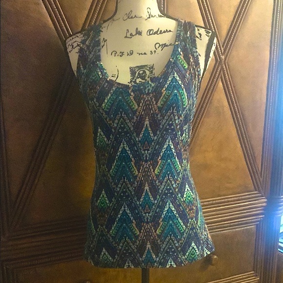 Threads 4 Thought Fitted Green and Blue Tank Top - Picture 1 of 8